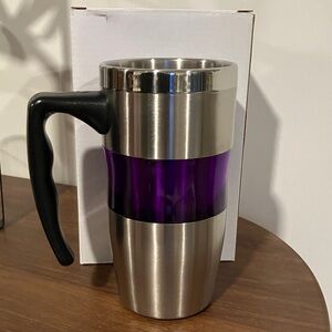 ❄️4 For $20 Sweda 16 oz Big Grip Drink Mug with Handle, Steel/Purple